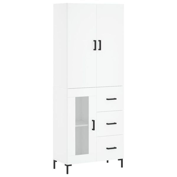 vidaXL Highboard hvit 69,5x34x180 cm konstruert tre