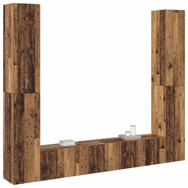 vidaXL Vegghengte TV-benker 6 stk gammelt tre konstruert tre