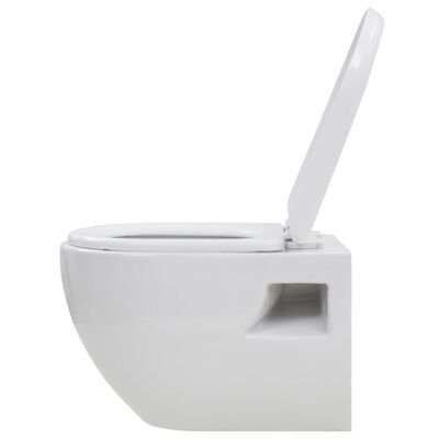 vidaXL Vegghengt toalett med skjult sisterne keramikk