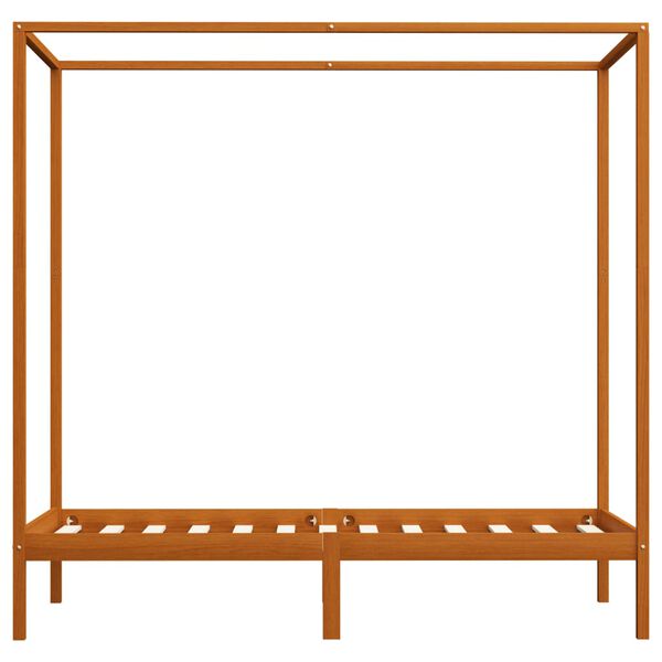 vidaXL Himmelsengeramme honningbrun heltre furu 90x200 cm