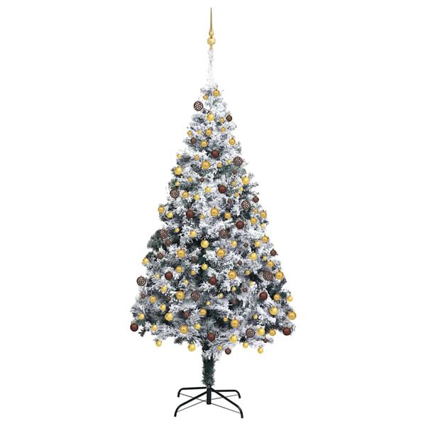 vidaXL Kunstig juletre med 300 LED Hvit 180 cm PVC og St&aring;l og Plast