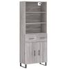 vidaXL Highboard grå sonoma 69,5x34x180 cm konstruert tre