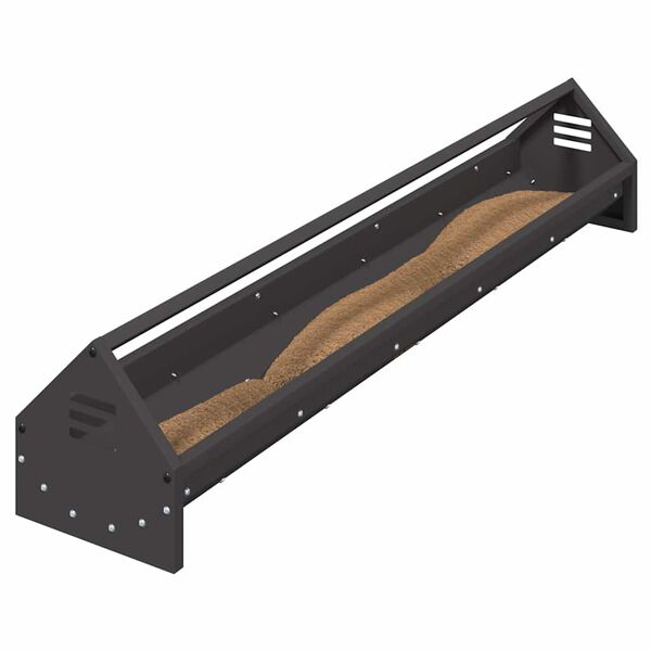 vidaXL Kylling Fôringsrenne Svart 108 x 20,5 x 20 cm Kaldvalsget Stål