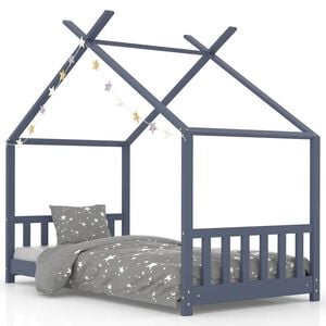 vidaXL Sengeramme for barn heltre furu gr&aring; 70x140 cm
