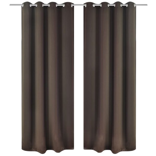 vidaXL Lystette gardiner 2 stk med metallmaljer 135x175 cm brun