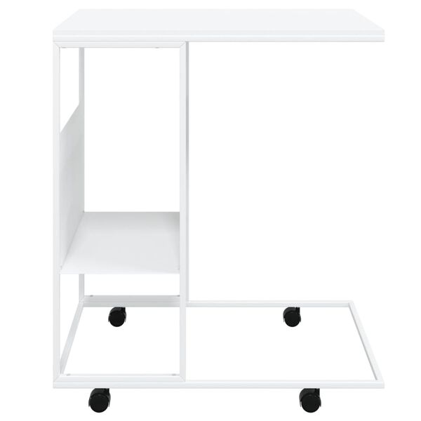 vidaXL Sidebord med hjul hvit 55x36x63,5 cm konstruert tre