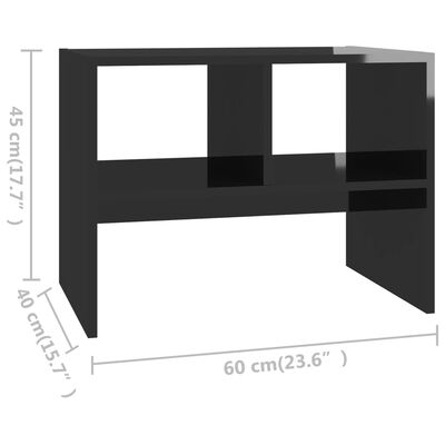 vidaXL Sidebord høyglans svart 60x40x45 cm sponplate