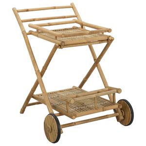 vidaXL Serveringsvogn med hjul Naturlig 79 x 67,5 x 84 cm Bambus