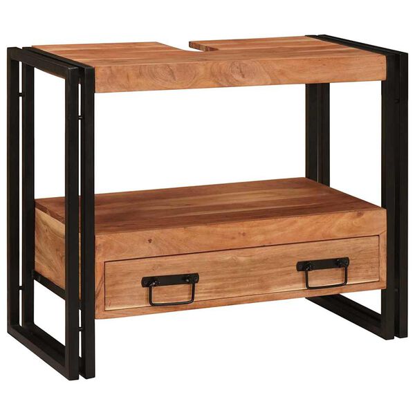 vidaXL Sminkeskap med skuff Brun 71 x 33 x 58 cm Solid akasietre