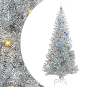 vidaXL Juletre med 300 LED med stativ s&oslash;lv 240 cm PET