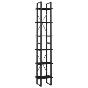 vidaXL Bokhylle 6 niv&aring;er svart 40x30x210 cm sponplate