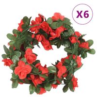 vidaXL Kunstige blomsterkranser 6 stk vår rød 250 cm