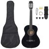 vidaXL Klassisk gitar sett for nybegynnere 8 deler 3/4 36" svart