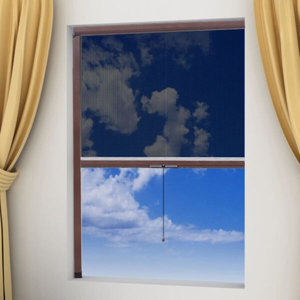 Rullende insektnetting for vinduer 120 x 170 cm brun