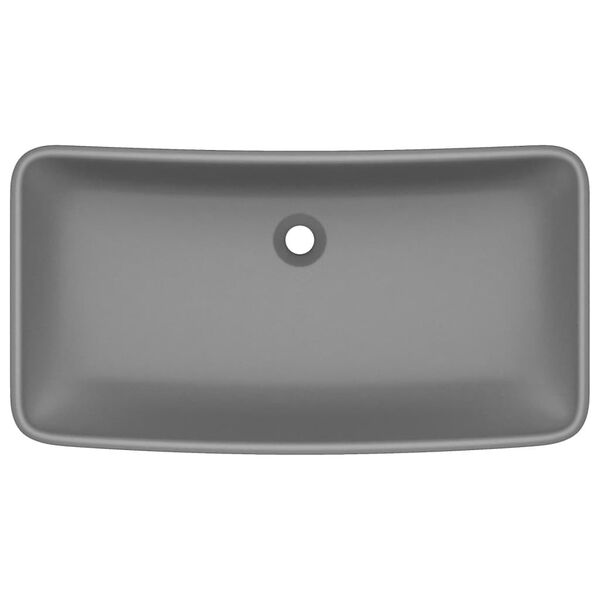 vidaXL Luksuriøs servant firkantet matt mørkegrå 71x38 cm keramikk