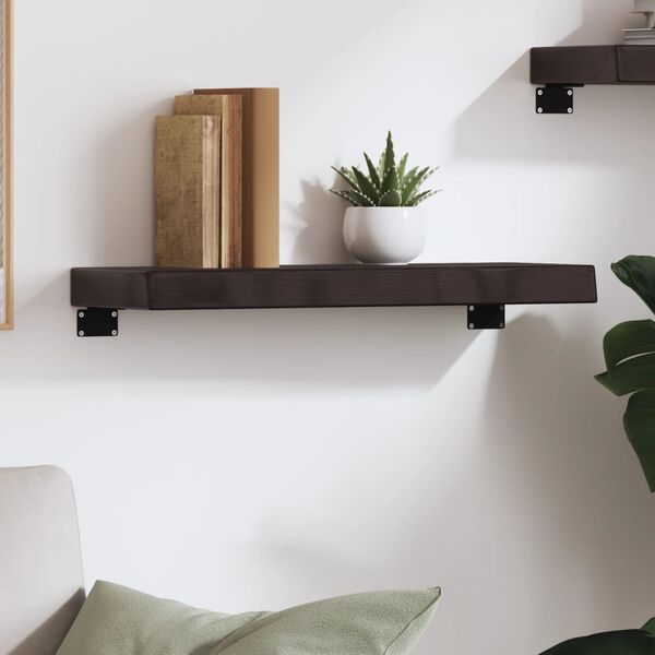 vidaXL Vegghylle m&oslash;rkebrun 60x20x6 cm behandlet heltre eik