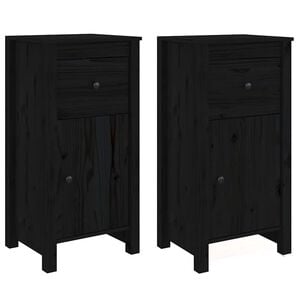 vidaXL Skjenker 2 stk svart 40x35x80 cm heltre furu