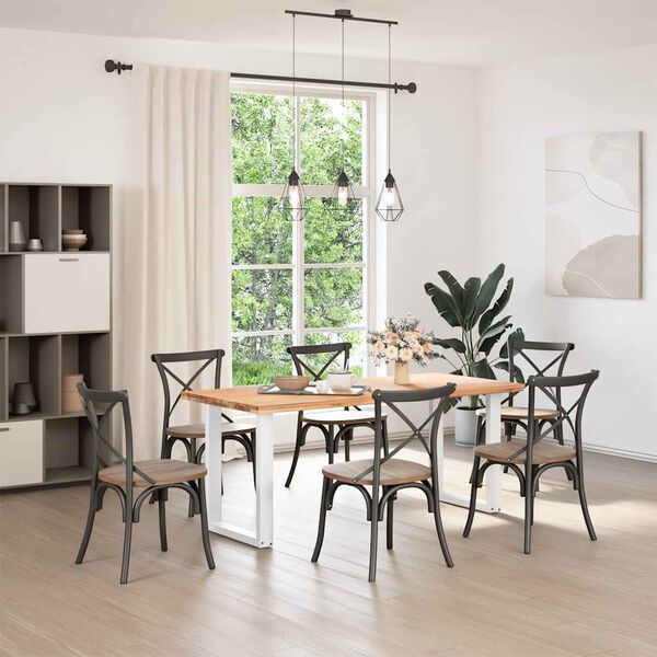 vidaXL Spisebordben U-formet 2 stk hvit 60 x (72-73) cm st&aring;l