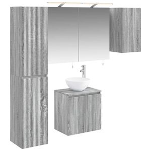 vidaXL Baderomsskapsett 5 pcs Gr&aring; Sonoma 50 x 14,5 x 70 cm