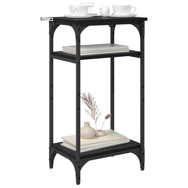 vidaXL Sidetabell med hylle Svart Eik 40 x 30 x 75 cm Konstruert tre