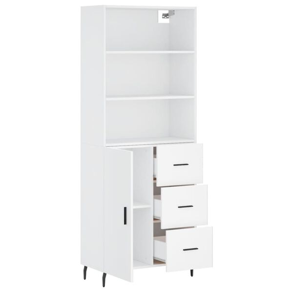 vidaXL Highboard hvit 69,5x34x180 cm konstruert tre