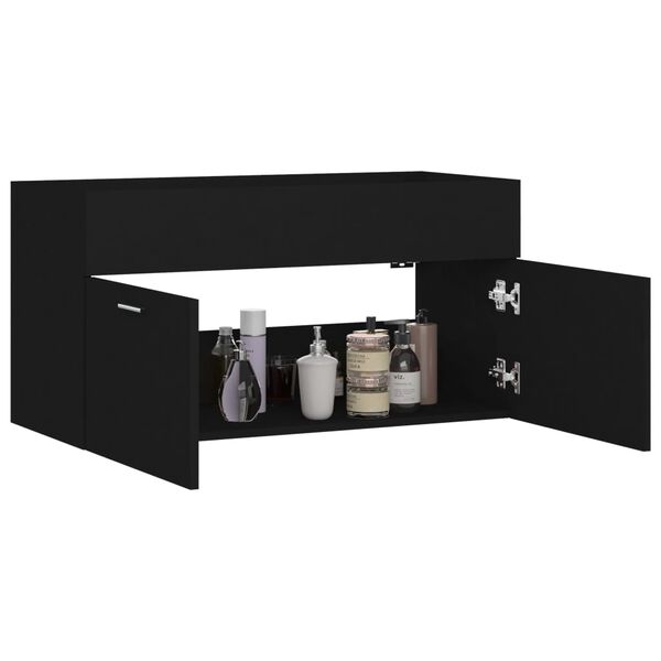 vidaXL Servantskap svart 90x38,5x46 cm konstruert tre