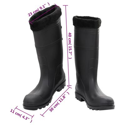 vidaXL Regnstøvler med avtakbare sokker svart str 44 PVC