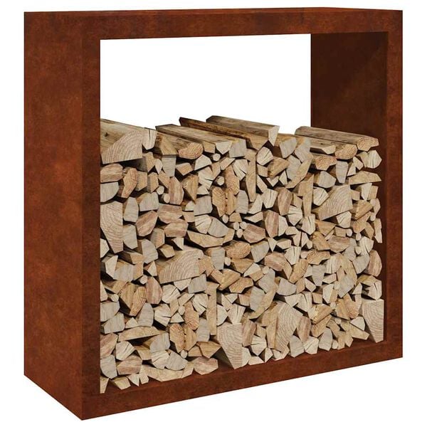 vidaXL Vedstativ 100x40x100 cm oksidert st&aring;l