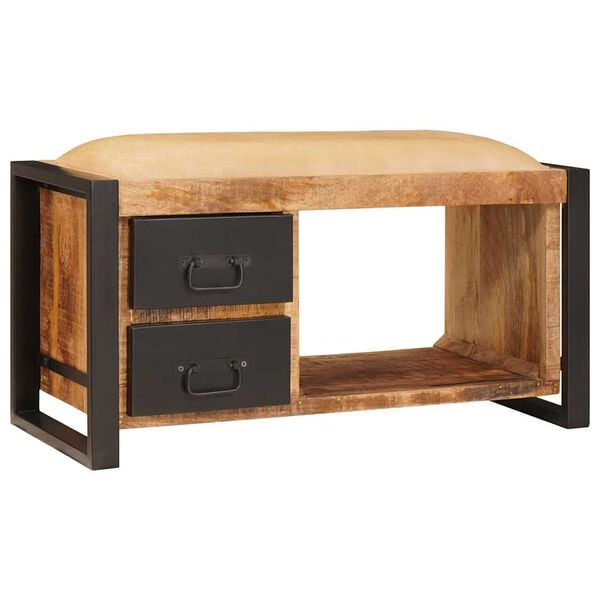 vidaXL Oppbevaringsbenk Brun 80 x 35 x 40 cm Massivt mangotre