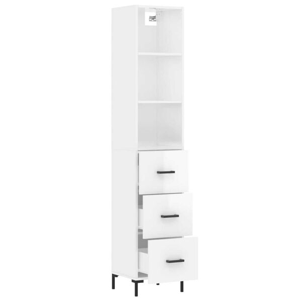 vidaXL Highboard h&oslash;yglans hvit 34,5x34x180 cm konstruert tre