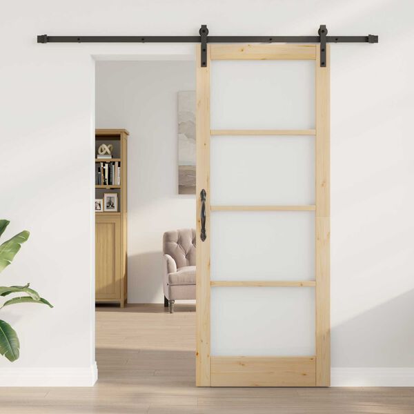 vidaXL Skyved&oslash;r ORKDAL Naturlig 83 x 211 cm Massivt furutre og glass