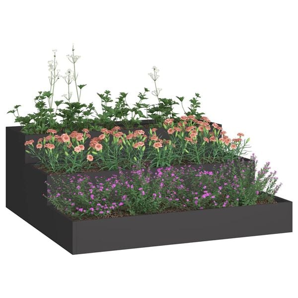 vidaXL Hageblomsterpotte Svart 90 x 90 x 35 cm Kaldvalsestål