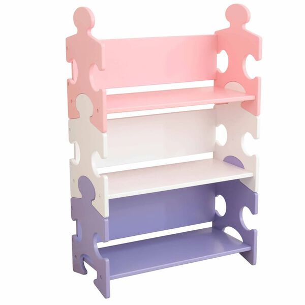 KidKraft Barnebokhylle puslespill flerfarget 62,7x29,5x97,2 cm 14415