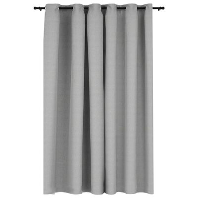 vidaXL Lystette gardiner med maljer og lin-design grå 290x245 cm