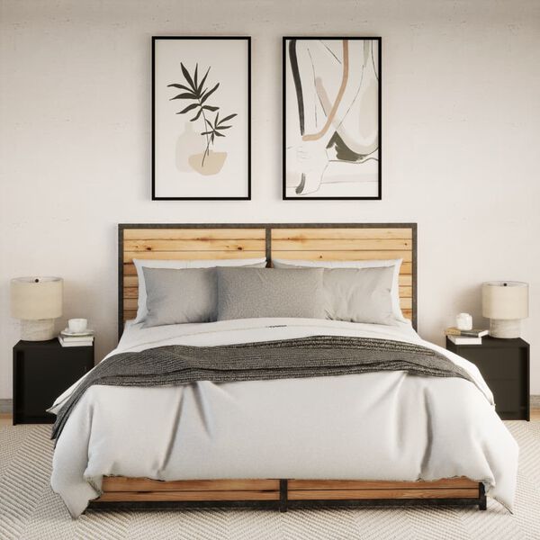 vidaXL Nattbord med LED 2 stk svart konstruert tre