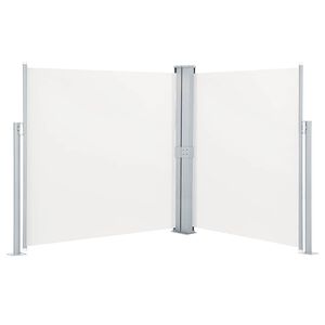 vidaXL Uttrekkbar sidemarkise dobbel 170x600 cm kremhvit