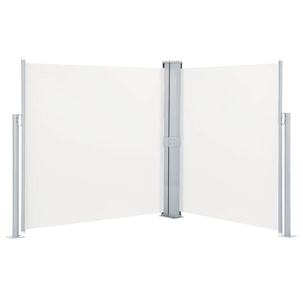 vidaXL Uttrekkbar sidemarkise dobbel 170x600 cm kremhvit