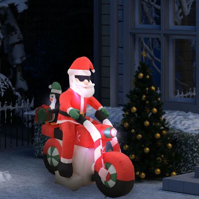 vidaXL Oppblåsbar julenisse på motorsykkel LED IP44 160 cm