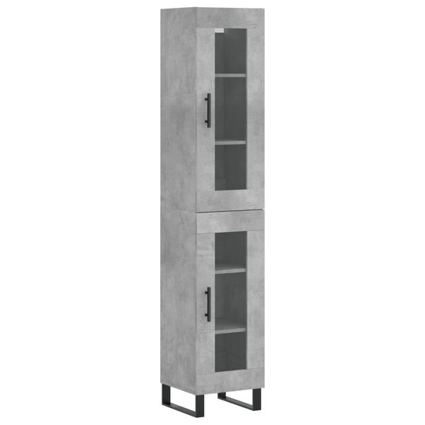 vidaXL Highboard betonggr&aring; 34,5x34x180 cm konstruert tre