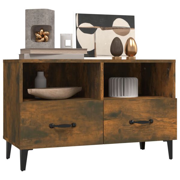 vidaXL TV-benk røkt eik 80x36x50 cm konstruert tre