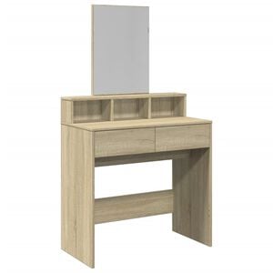 vidaXL Sminkebord med speil sonoma eik 80x41x144,5 cm