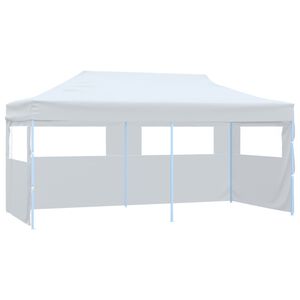 vidaXL Foldbart popup festtelt med sidevegger 3x6 m st&aring;l hvit