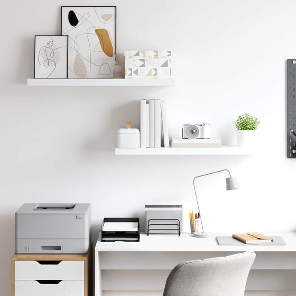 vidaXL Flytende vegghyller 2 stk hvit 80x23,5x3,8 cm MDF