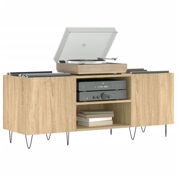 vidaXL Hifi-benk sonoma eik 121x38x48 cm konstruert tre