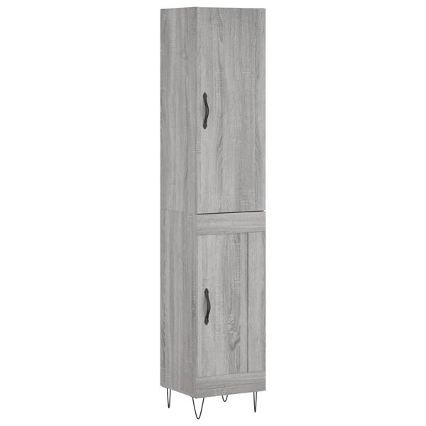 vidaXL Highboard gr&aring; sonoma 34,5x34x180 cm konstruert tre