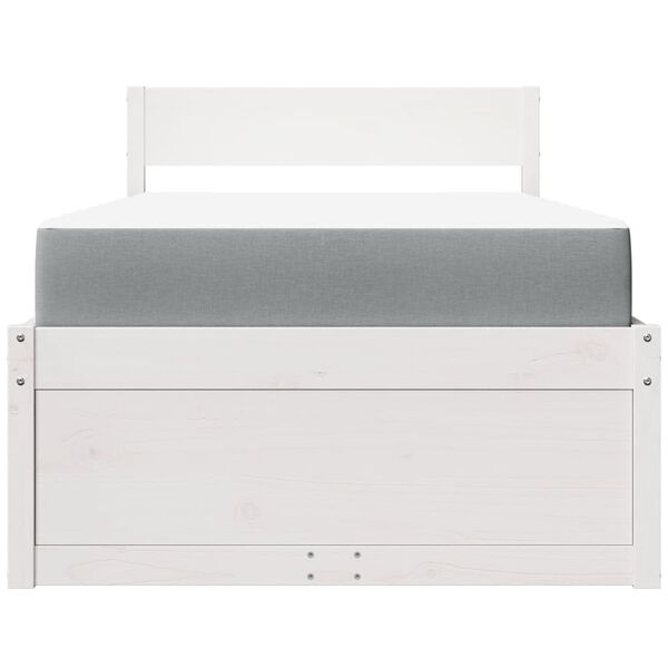 vidaXL Seng med skuffer og madrass hvit 100x200 cm heltre furu