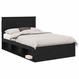 vidaXL Sengestamme med skuff Ensfarget Svart 120 x 190 cm Massiv furu