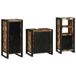 vidaXL Baderomsinnredningssett med skuff 3 pcs Massiv Reclaim Tre
