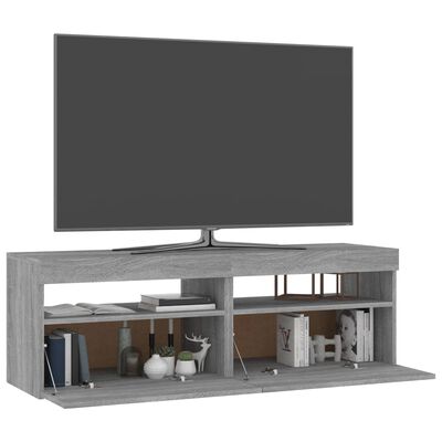 vidaXL TV-benker 2 stk med LED-lys grå sonoma 60x35x40 cm