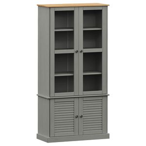 vidaXL Vitrine VIGO gr&aring; 85x35x170 cm heltre furu